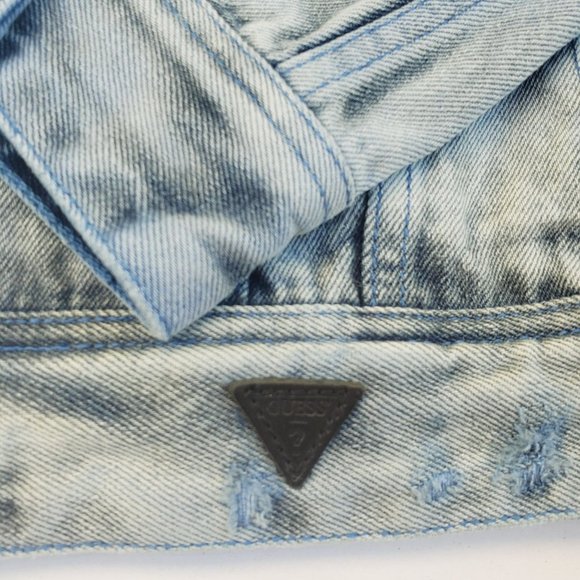 New GUESS Men's Dillon Denim Destroy Jacket sz M - Picture 8 of 9